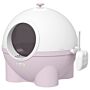 Pawhut Large Cat Litter Box, Hooded Cat Litter Tray With Lid, Scoop, Top Handle, Front Entrance, 53 X 51 X 48cm - Pink