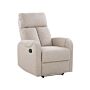 Recliner Chair Beige Fabric Upholstery Polyester White Led Light Usb Port Modern Design Living Room Armchair Beliani