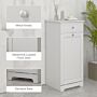 Homcom Bathroom Cabinet With Laundry Basket, Bathroom Storage Unit With Foldable Laundry Hamper And Drawer For Washroom, White