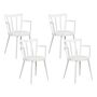 Set Of 4 Dining Chairs White Synthetic Padded Seat Faux Leather Open Back With Armrests Modern Minimalist Living Room Beliani