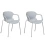 Set Of 2 Dining Chairs Grey Metal Legs Modern Industrial Style Kitchen Office