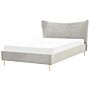 Eu King Size Bed Light Grey Velvet 5ft3 Upholstered Frame Metal Legs Slatted Base Headboard