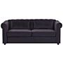 Chesterfield Sofa Bed Black Velvet Fabric Upholstery 3 Seater Pull-out With Mattress Contemporary Beliani