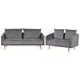 Living Room Set Grey Velvet Back Cushions Metal Golden Legs