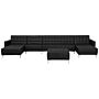 Corner Sofa Bed Black Faux Leather Tufted Modern U-shaped Modular 6 Seater With Ottoman Chaise Lounges