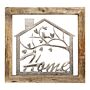 Wall Hanging Silver House In Wooden Frame 20cm