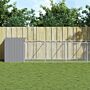 Vidaxl Dog House With Run Light Grey 110x813x110 Cm Galvanised Steel