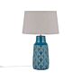 Bedside Table Lamp Sea Blue And Grey Ceramic 55 Cm Leaf Pattern