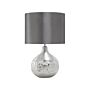 Table Lamp Silver Porcelain Grey Faux Silk Drum Shade 43h Cm