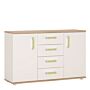 4kids 2 Door 4 Drawer Sideboard In Light Oak And White High Gloss (lemon Handles)