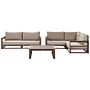 Garden Sofa Set Dark Wood And Taupe Acacia Wood Outdoor 4 Seater 2 Sofas With Coffee Table Cushions Modern Design Beliani