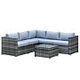 Outsunny 5-seater Rattan Garden Furniture Sets Wicker Patio Conservatory Dining Set W/corner Sofa Loveseat Coffee Table Cushions, Grey