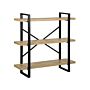 3 Tier Bookcase Light Wood With Black Metal Frame Open Shelves Industrial Cross-back Home Storage Minimalist Freestanding Unit