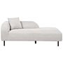 Chaise Lounge Light Grey Velvet 2 Seater Left Hand Throw Cushion