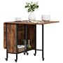 Homcom Mobile Drop Leaf Table Folding Kitchen Table Extendable Dining Table For Small Spaces With 6 Wheels & Storage Shelf Rustic Brown