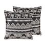 Set Of 2 Scatter Cushions Black And White Cotton 45 X 45 Cm Removable Cases With Polyester Filling Beliani