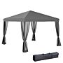 Outsunny 3 X 3 M Pop Up Gazebo, Garden Tent With Removable Mesh Sidewall Netting, Carry Bag For Backyard Patio Outdoor Light Grey