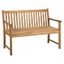 Garden Bench Light Acacia Wood 120 Cm Slatted Design Outdoor Patio