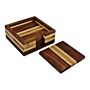 Set Of 4 Wooden Coasters With Holder