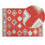 Kilim Area Rug Multicolour Cotton 160 X 230 Cm Low Pile Geometric Pattern Rectangular