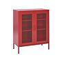 Office Cabinet Red Metal 2 Doors Locks Keys Industrial Design Home Office Furniture