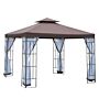 Outsunny 3 X 3(m) Patio Gazebo Canopy Garden Pavilion Tent Shelter With 2 Tier Roof And Mosquito Netting, Steel Frame, Coffee