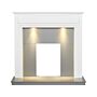 Adam Honley Fireplace In Pure White & Grey With Downlights, 48 Inch