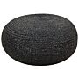 Pouffe Black Jute Woven ⌀ 50 Cm Eps Filling Round Boho Style Ottoman Footstool Beliani