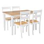 Dining Set White Solid Wood Light Wood Top 4 Seater 114 X 68 Cm