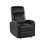 Recliner Chair Black Faux Leather Upholstery Blue Led Light Usb Port Modern Design Living Room Armchair Beliani