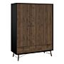 Ry Wardrobe 3 Doors + 3 Drawers In Matt Black Walnut