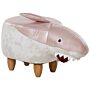 Kids Animal Stool Pink And White Fabric Footstool Wooden Legs Children Seat