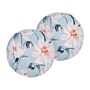 Set Of 2 Garden Cushions Blue Polyester Floral Pattern ⌀ 40 Cm Modern Outdoor Decoration Water Resistant