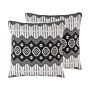 Set Of 2 Scatter Cushions Black And White Cotton 45 X 45 Cm Removable Cases With Polyester Filling