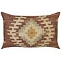 Scatter Cushion Multicolour Jute Cotton 30 X 50 Cm Geometric Pattern Handmade Removable Cover With Filling