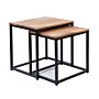 Mirelle Nest Of Tables Solid Oak Black Metal Frame