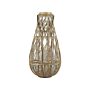 Lantern Light Bamboo Wood And Glass 77 Cm Woven Candle Holder