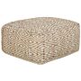 Pouffe Floor Cushion Beige And White 60 X 60 X 30 Cm Jute Polyester Cotton Abstract Pattern Square Fabric