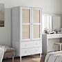 Vidaxl Wardrobe Senja Rattan Look White 90x55x175 Cm Solid Wood Pine