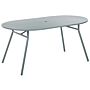 Garden Dining Table Light Blue Metal 4 People 160 X 90 Cm Modern Parasol Hole Outdoor Rust Resistant