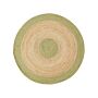 Area Rug Beige And Green Jute Ø 140 Cm Round Handwoven