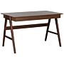 Home Office Desk Dark Wood Walnut 120 X 70 Cm 2 Drawers Workstation Beliani