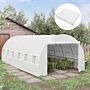 Outsunny Greenhouse Replacement Cover Only Winter Garden Plant Pe Cover With Roll-up Windows Door, 6 X 3 X 2m White