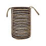 Storage Basket Beige And Black Jute Braided Laundry Hamper Fabric Bin