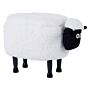 Kids Animal Stool White Faux Fur Footstool With Storage Wooden Legs Children Seat