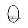 Circular Black Metal Framed Mirror With Shelf