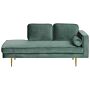 Chaise Lounge Mint Green Velvet Upholstered Right Hand Orientation Metal Legs Bolster Pillow