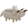 Animal Triceratops Children Stool Light Grey Polyester Fabric Upholstered Wooden Legs Storage Function Nursery Footstool