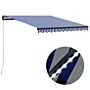 Vidaxl Manual Retractable Awning With Led 350x250 Cm Blue And White