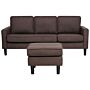 3-seater Brown With Ottoman Footstool Upholstered Mid Century